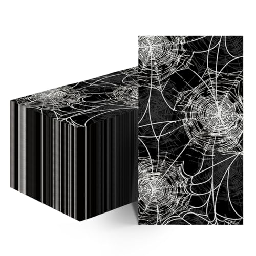 Halloween Paper Napkins 50 Pack Black Cobweb Decorative Disposable Tableware