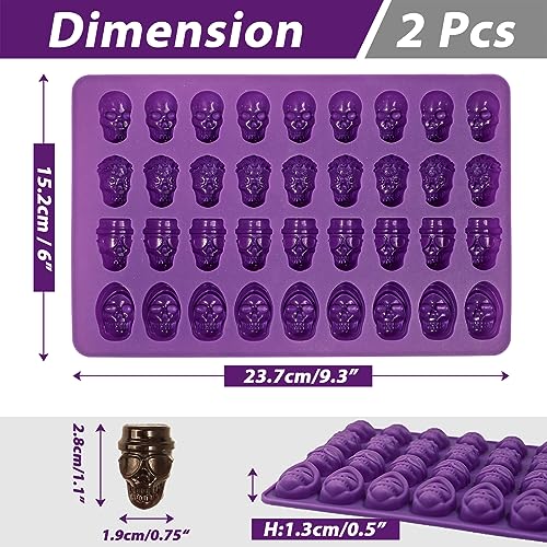 Mini Skull Silicone Candy Mold with 4 Shapes – 36 Cavities for Gummies, Chocolates, Jello, Cupcake Decorations