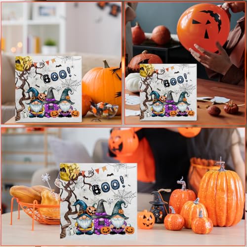 Halloween Pumpkin Gnome Decor - Wooden Sign with Variation B
