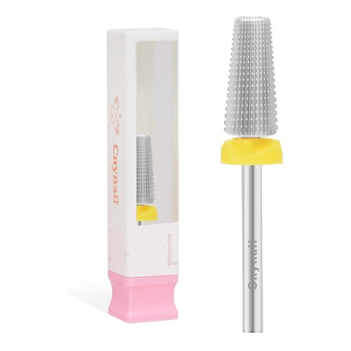 Cnynail 5 in 1 Nail Drill Bit, Tungsten Carbide Multi-Function Bit for Acrylic Nails, Hard Gels, Cuticles Removal, 3/32" Shank, Two-Way Rotation for Left & Right-Handed Use (XF Grit, SILVER)