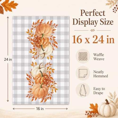 Fall Maple Leaves Decor Pumpkin Kitchen Towel - Autumn Home Accent