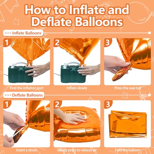 C01 - Orange 36PCS Metallic Square Foil Balloons Wall Backdrop - Party Decor