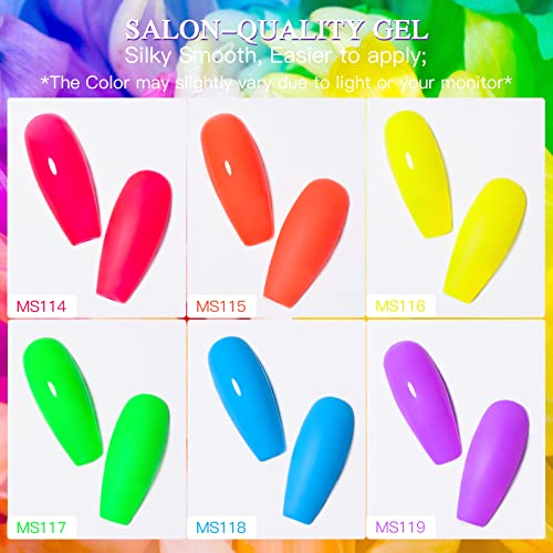 Glow in the Dark Neon Gel Nail Polish Set - 6 Fluorescent Colors for DIY Nail Art