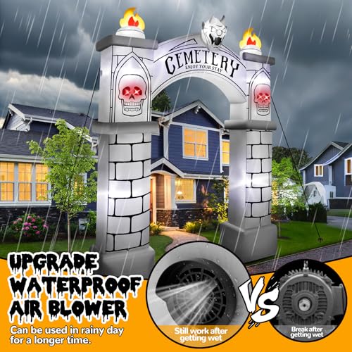 Kalolary 10FT Cemetery Halloween Inflatable Archway - Spooky Haunted Yard Decor