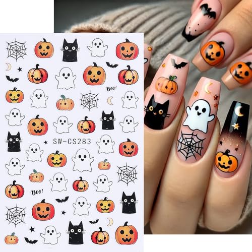 Halloween Nail Stickers Set - 9 Sheets Ghost Spider Web Bats - Halloween 9swcs
