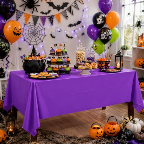 Halloween Plastic Rectangle Tablecloths Set - 54 x 108 Inches, 12 Pack - Variation of Halloween