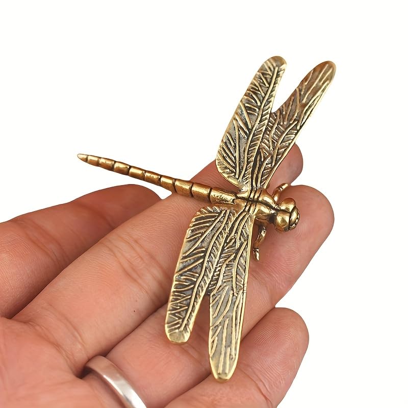 Brass Dragonfly Figurine - Antique-Style Home & Office Decor, Collectible Gift