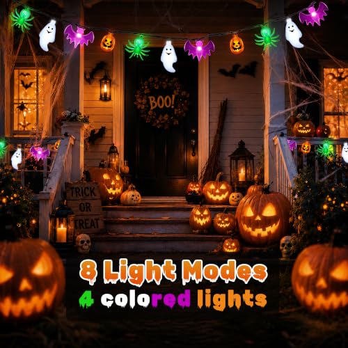 24 Ft LED Halloween String Lights with Shapes, Timer, Waterproof for Indoor Outdoor Decor