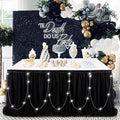 Black Rectangle Tulle Table Skirt with LED Lights - 9ft Baby Shower & Party Decor
