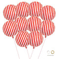 18-Inch Red and White Striped Balloons 20pcs for Carnival Circus Party