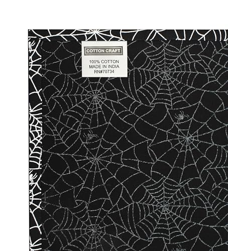 Halloween Spider Web Cotton Tablecloth - Black White 60x84 Inch Rectangular