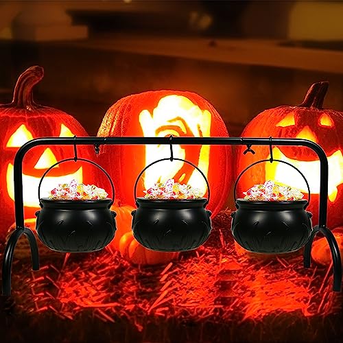 Halloween Cauldron Serving Set with Rack and Hooks - Spooky Decor