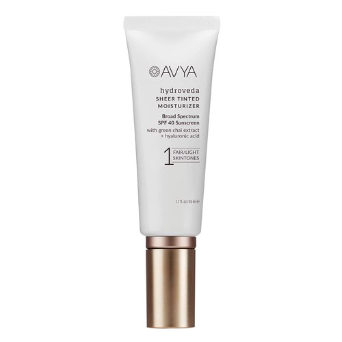 AVYA SPF 40 Sheer Tinted Moisturizer - Hydrating Hyaluronic Acid & Green Chai for Balanced Skin | Fair & Light Shade #1 (1.7oz/50ml)