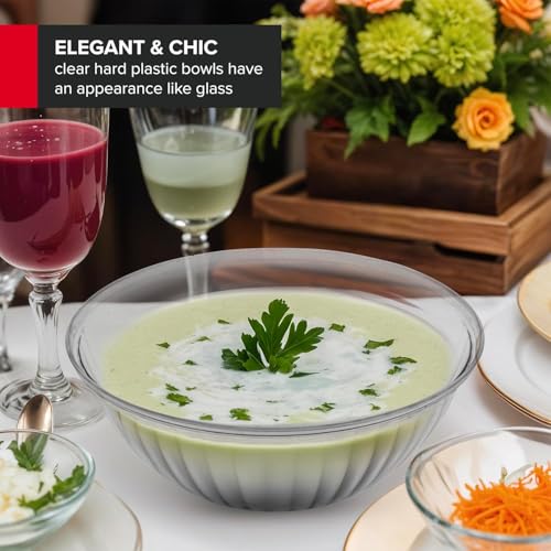 48 oz Clear Plastic Serving Bowls Set of 4 - Disposable Salad & Snack Dishes