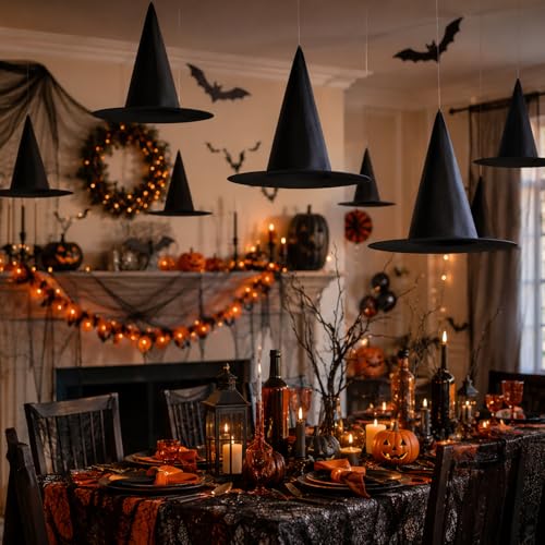 24-Pack Black Witch Hats for Halloween Costume & Party Decor - Indoor Outdoor
