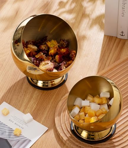 7.08 Inch Gold Candy Bowl - Medium Candy Dispenser with Base - Valentine & Party Decor