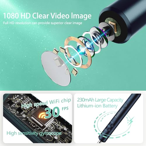 Ear Wax Removal Tool with Camera & Light - Blue 8-Piece Ear Cleaning Kit for iOS & Android