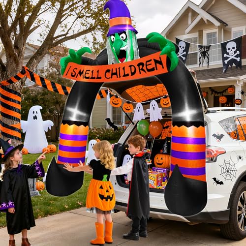 Halloween Inflatable Car Decoration Witch Arch with LED Lights & Banner