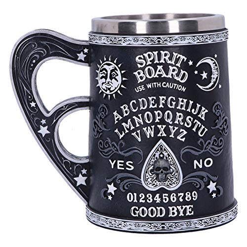 Spirit Board Tankard Mug with Stainless Steel Insert - Black & White Resin