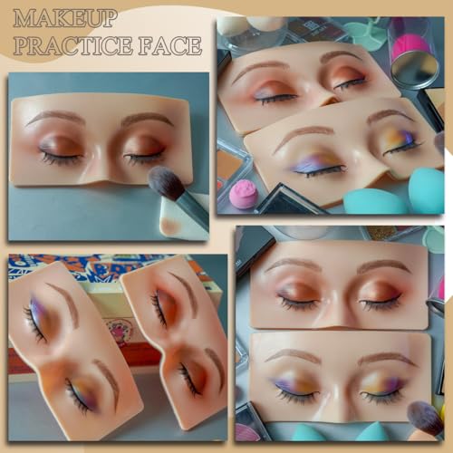 Makeup Mannequin Face Board Kit - 3D Silicone Practice Face for Eyelash & Eye Shadow
