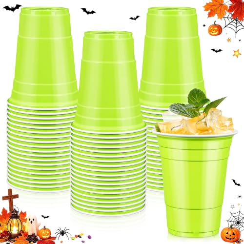 Lime Green Plastic Cups - 16 oz Disposable Party Cups, 50 Pack