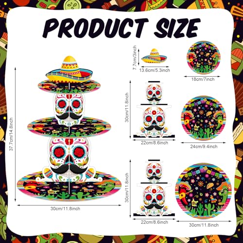 3-Tier Day of the Dead Cake Stand for Mexican Fiesta Decor