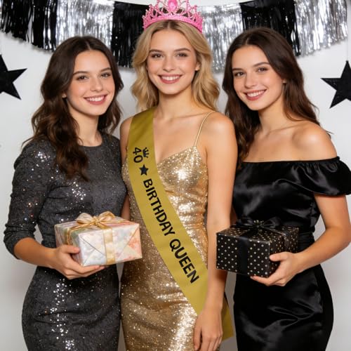 40th Birthday Sash for Women Men - Happy 40th Party Decorations Gift
