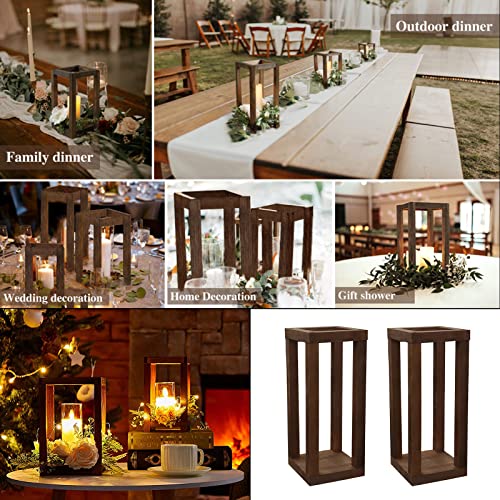 Rustic Wooden Candle Holders Set for Wedding & Farmhouse Decor - 12 Inch