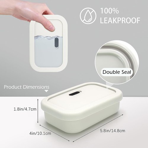 AIDIMMING Travel Soap Case - Enhanced Leak Proof Shatterproof Silicone Holder for Shampoo Bars | Offwhite