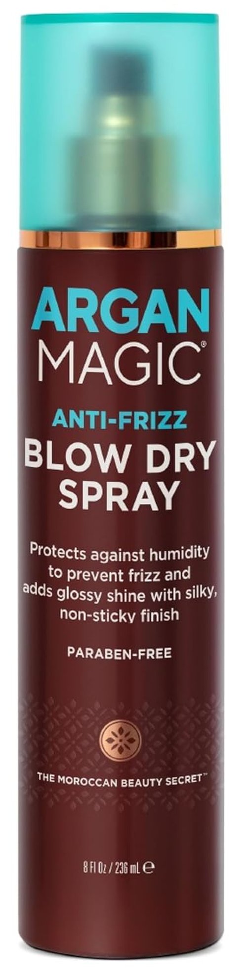 Argan Magic Anti-Frizz Blow Dry Spray - Tame Frizz & Humidity | Adds Glossy Shine | Paraben-Free | 8 Oz