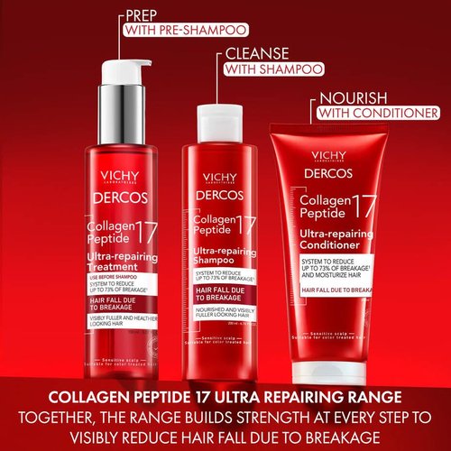 Dercos Collagen Peptide 17 Ultra-Repairing Treatment - Anti Hair Fall Pre-Shampoo Bond Repair | 150ml