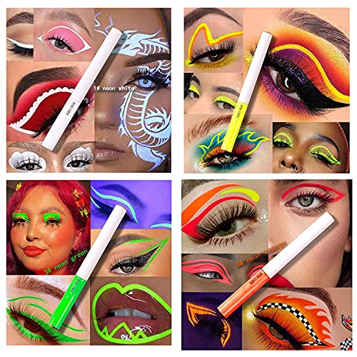 Neon Matte Liquid Eyeliner Set - 8 Bright Colors, Waterproof & Smudgeproof, UV Glow - Set 02