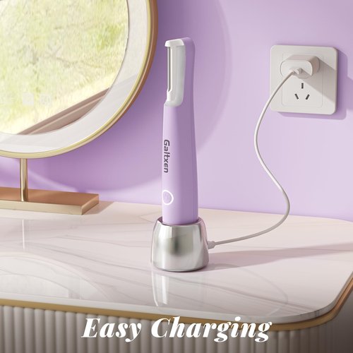 Galtxen Sonic Dermaplaning Tool for Women, Rechargeable Face Dermaplane Razor Sonic Edge Technology for Facial Hair, Exfoliating and Peach Fuzz, 10 Refill Blades Purple