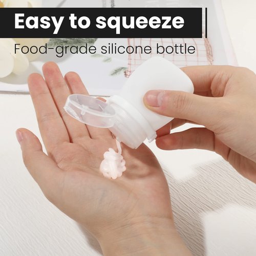RONRONS Silicone Travel Bottles,1oz Mini Ketchup Squeeze Salad Dressing Sauce Bottles Small Leak Proof TSA Approved Container for Shampoo Conditioner Toiletries(4 Pieces