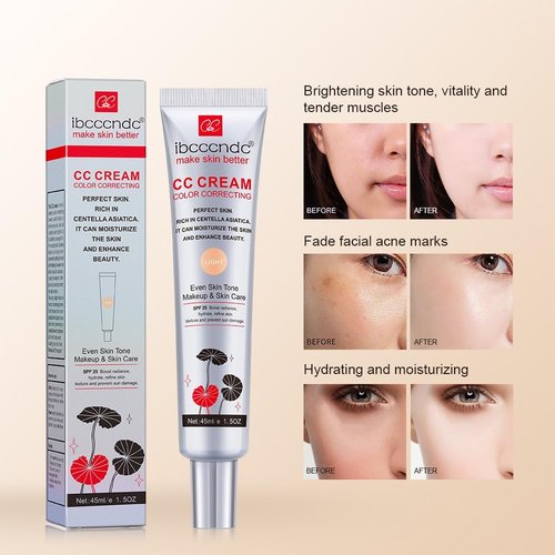 Skiennix Color Correcting CC Cream - Waterproof Foundation with SPF 25 & Moisturizing Formula | 1.5 Oz (Dark)