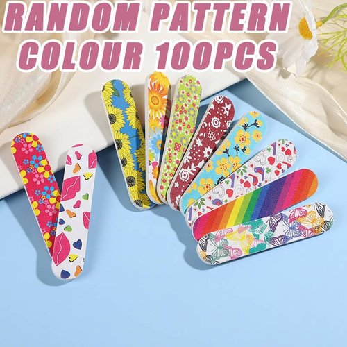 Brillantreal 100-Pack Mini Nail Files 180 Grit - Double Sided Disposable Emery Boards for Natural Nails, Manicure Set