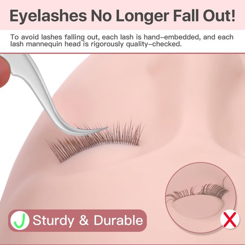 Pretty memory Lash Mannequin Head with 3 Lash Layers, Eyelash Mannequin Head Training Flat Make Up Manikin Cosmetology Mannequin Doll Face Head for Practice