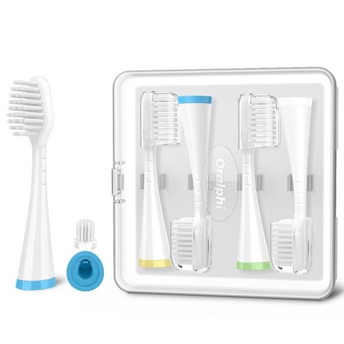 Oralphi Sensitive Gum Care Replacement Brush Heads for Waterpik Complete Care 5.0/9.0 (CC-01/WP-861), STRB-3WW, Ultra Soft Bristles with Cover, Sonic Electric Tooth Brush Refill Heads (4-Pack, White)