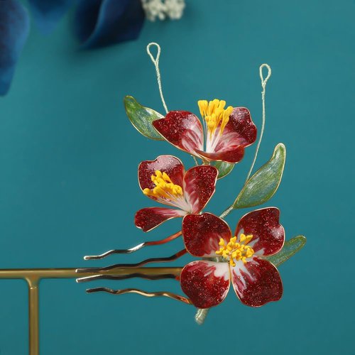 Cayyoomm Orchid Flower-making liquid Flowers Hanfu Hair pin Chinese Ancient Hairpin Headwear Classical Hair Pin Han Element (Orchid)