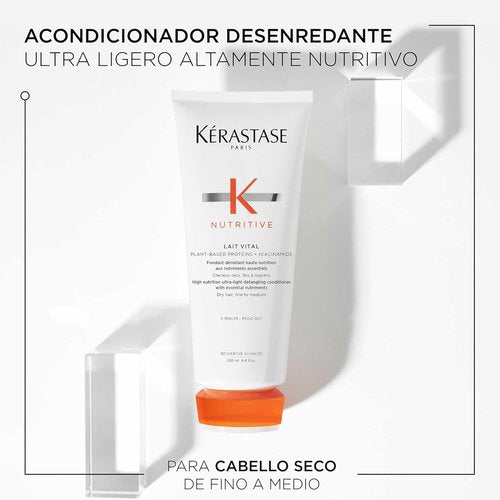 Kerastase Nutritive Lait Vital Hydrating Conditioner - Nourishes Fine to Medium Dry Hair | Plant-Based Proteins & Niacinamide