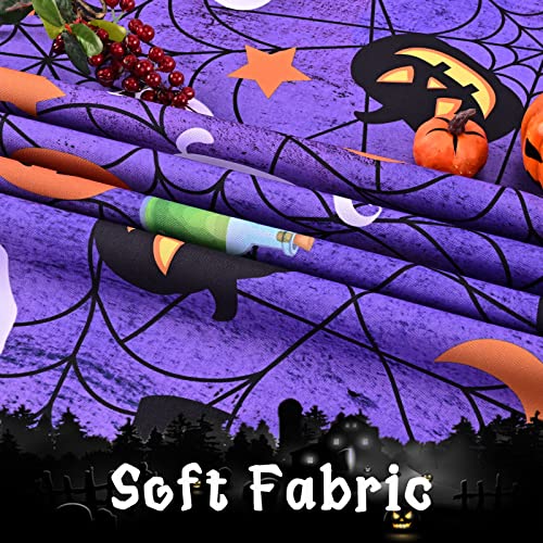 Halloween Purple Spider Web Tablecloth - Round 60 Inch Waterproof Decor