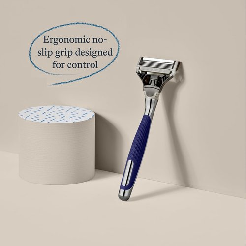 Harry's Razors for Men - Winston Chrome Razor Handle, 1 Handle and 1 Razor Blade Refill (German-Engineered Blades with Lubricating Strip and Precision Trimmer)