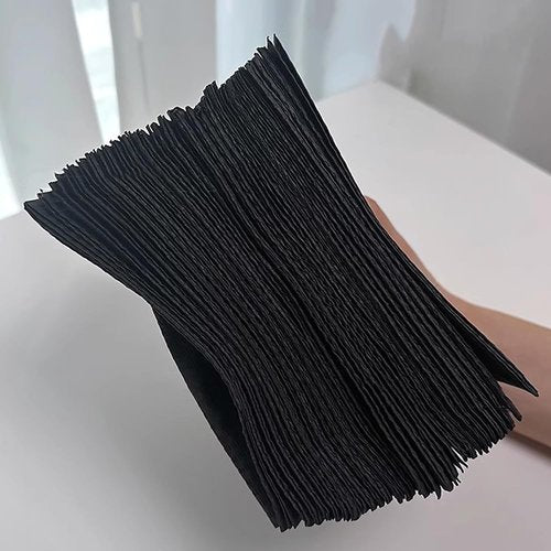 50Pcs Disposable Nail Art Table Mat, Black Foldable Nail Table Towels for Acrylic Nail Practice, 3 Ply Waterproof Tattoo Bibs Clean Pads Nail Table Cover Salon Manicure Supplies