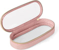 Soimeat Clear Travel Makeup Brush Holder - Waterproof Leather Cosmetic Case | Large Pink Design