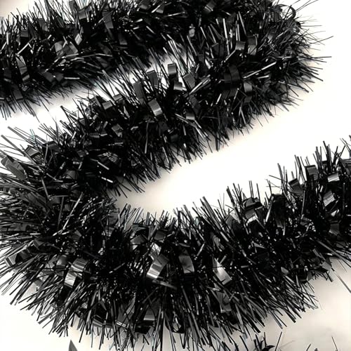 Black Tinsel Garland 33Ft Christmas Decorations Festive Holiday Party Decor