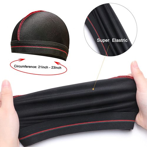 ForceWave Silky Durag for Men Wave Cap Satin Dorag for Men Women 360 Wave (Black with White Seam)