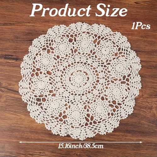 Cotton Crochet Doilies 15 Inch Lace Table Decor for Dining & Home