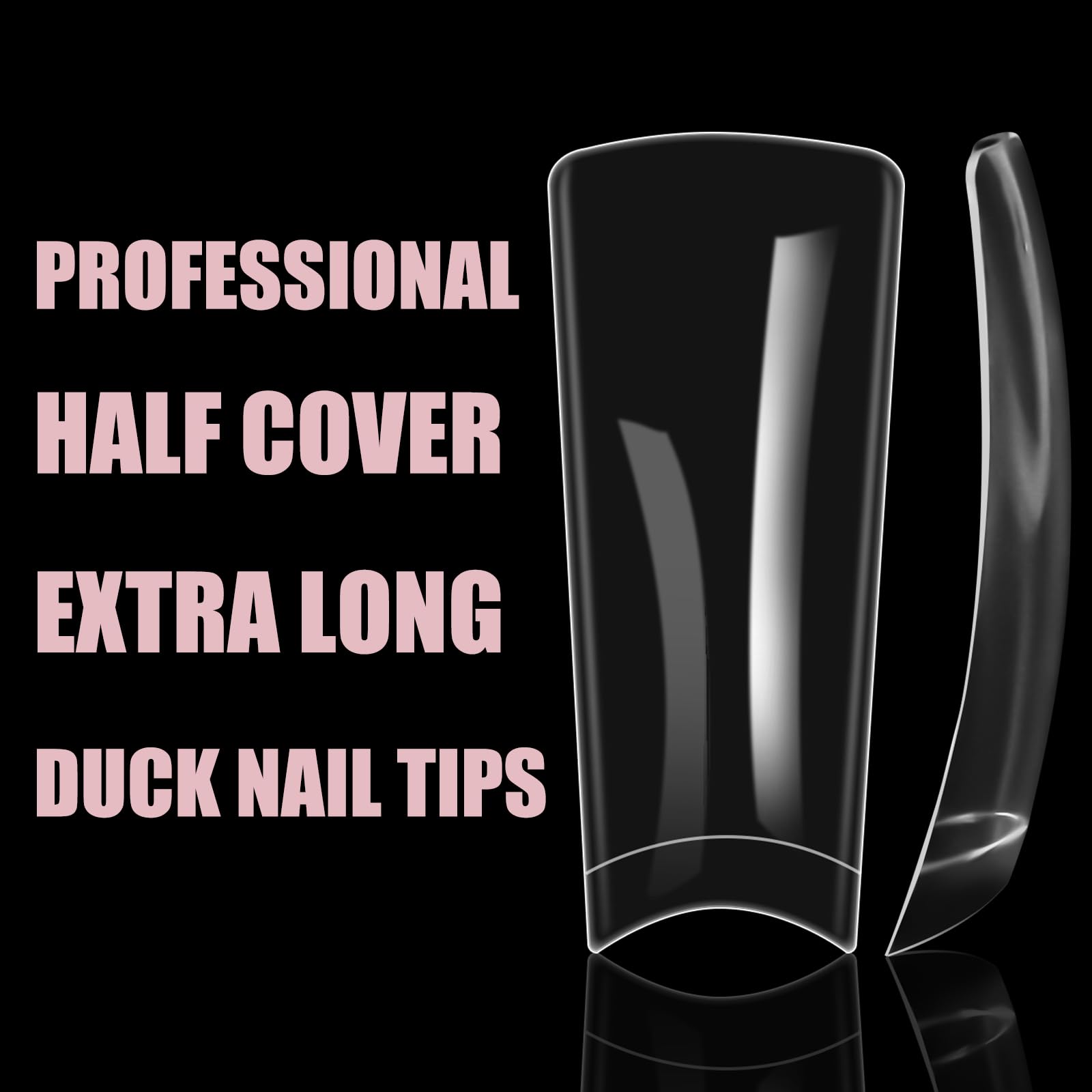 Wellquinn Duck Nail Tips 220Pcs XXL Duck Feet Nail Tips Long Duck Nails Clear Y2K Press on Nails 11 Sizes Half Cover False Nails for Manicure Salon Home DIY