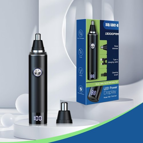 Ear and Nose Hair Trimmer for Men, 2025 Professional Painless USB Rechargeable Eyebrow & Facial Hair Trimmer, 13,000 RPM Precision Tool with Powerful Motor and Dual-Edge Blades, IPX7 Waterproof