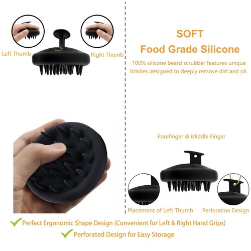 Beard Brush for Men, Silicone Beard Scrubber, Deep Cleans, Hair & Beard Exfoliator Helping Beard Shampoo Better Clean the Beard, Good Helper for Beard Oil - Eco & Reusable